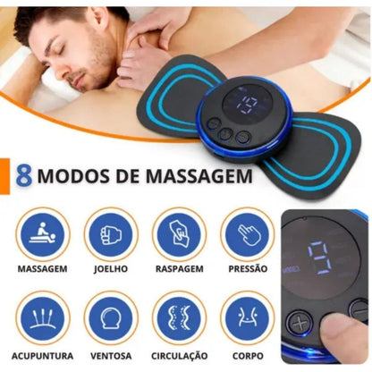 Mini Massageador Recarregável para Alívio de Dores em Pescoço, Coluna e Pernas