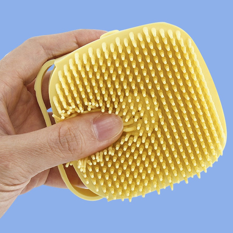Esponja Massageadora de Silicone com Dispenser Integrado - Escova para Shampoo e Sabonete Líquido - Ideal para Higiene de Crianças e Pets